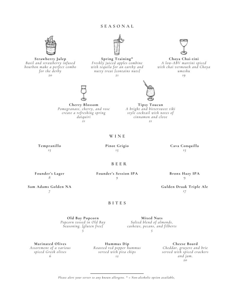 Bateman's Large Menu Back